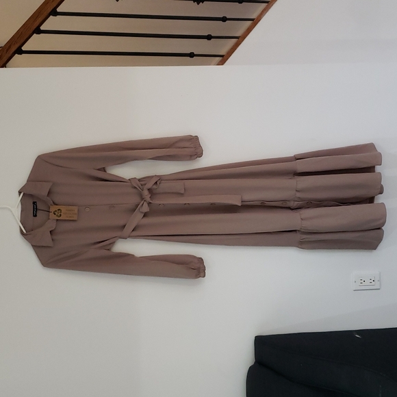 Long Sleeve Maxi Button Down Dress - Picture 1 of 2